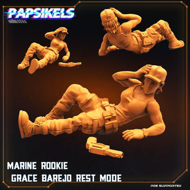 3D Printed Papsikels Sci-Fi Marine Rookie Survivor Grace Barrejo Rest - 28mm 32mm (Online Only)