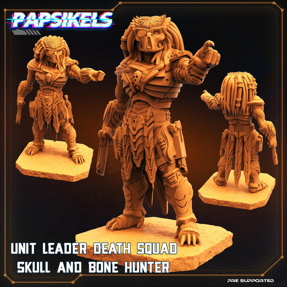 3D Printed Papsikels Sci-Fi Unit Leader Death Squad Skull And Bone Hunter - 28mm 32mm (Online Only)