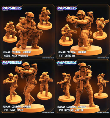 3D Printed Papsikels September 2023 - Aliens Vs Humans 6 Human Colonial Mariner 28mm 32mm (Online Only)
