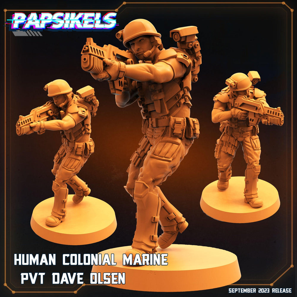 3D Printed Papsikels September 2023 - Aliens Vs Humans 6 Human Colonial Mariner 28mm 32mm (Online Only)