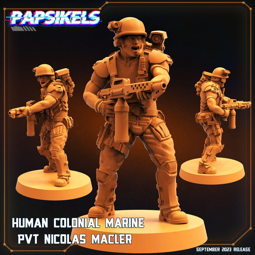 3D Printed Papsikels September 2023 - Aliens Vs Humans 6 Human Colonial Mariner 28mm 32mm (Online Only)