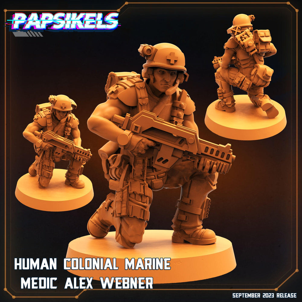 3D Printed Papsikels September 2023 - Aliens Vs Humans 6 Human Colonial Mariner 28mm 32mm (Online Only)
