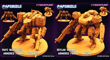 3D Printed Papsikels September 2023 Cyberpunk Armored Frame Papz Industries Set 28mm 32mm (Online Only)