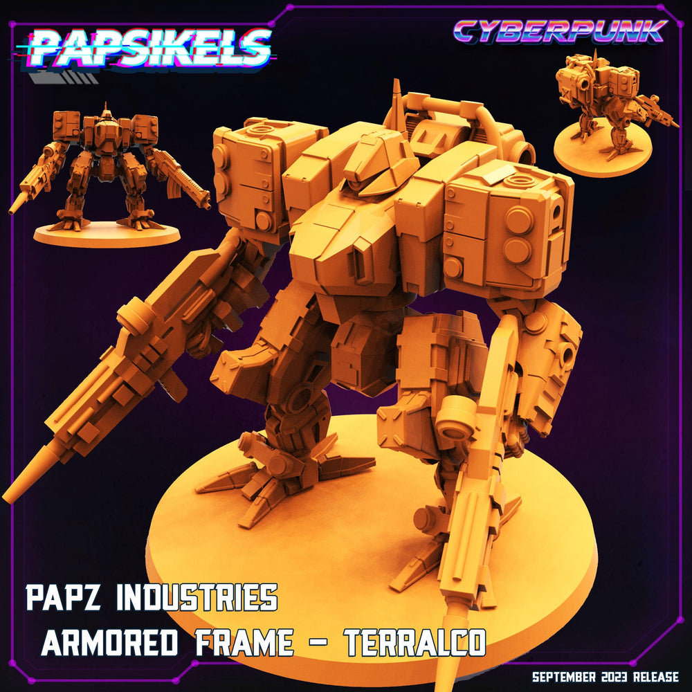 3D Printed Papsikels September 2023 Cyberpunk Armored Frame Papz Industries Set 28mm 32mm (Online Only)