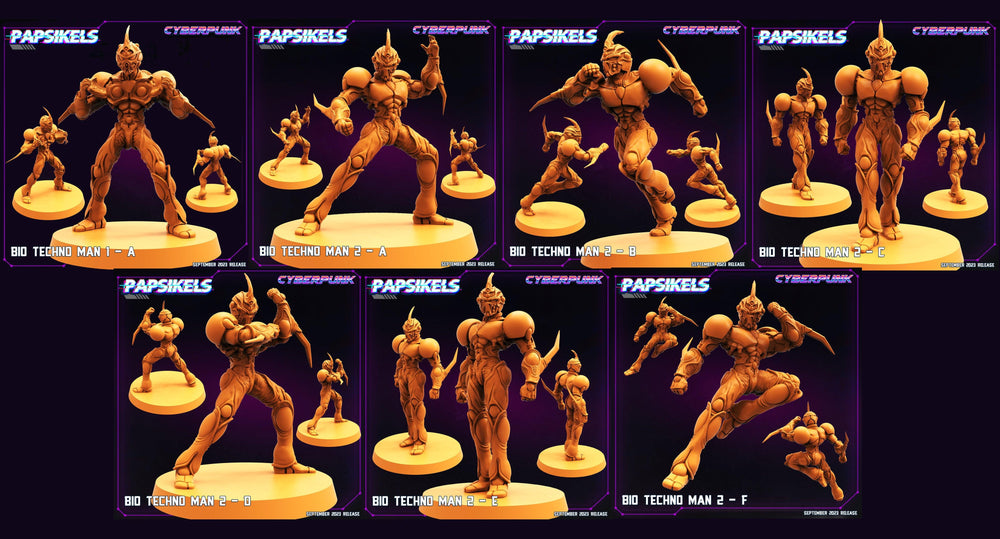 3D Printed Papsikels September 2023 Cyberpunk Bio Techno Man 1 Set 28mm 32mm (Online Only)