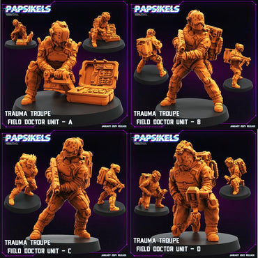 3D Printed Papsikels Trauma Troupe Field Doctor Unit Set January 2024 Cyberpunk 28mm 32mm (Online Only)
