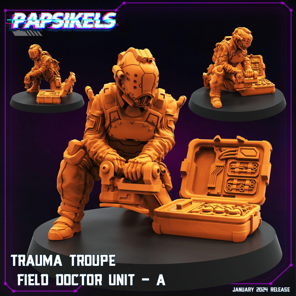 3D Printed Papsikels Trauma Troupe Field Doctor Unit Set January 2024 Cyberpunk 28mm 32mm (Online Only)