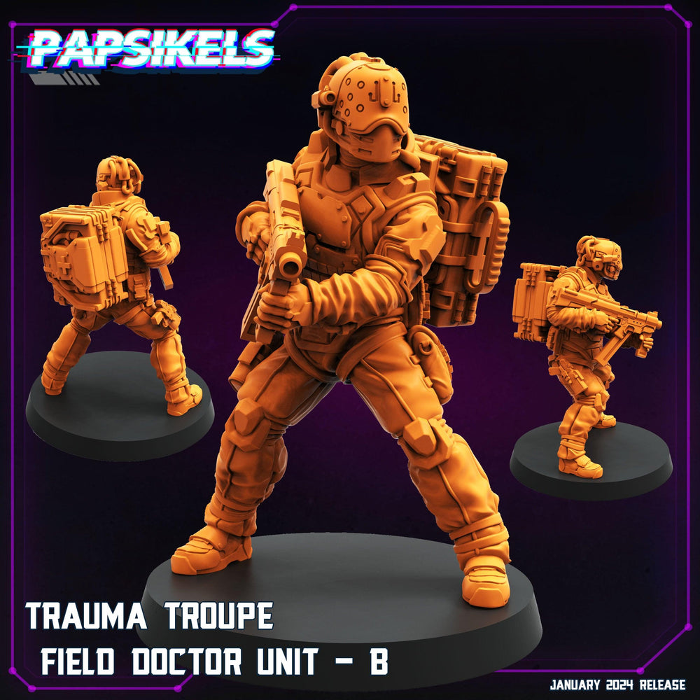 3D Printed Papsikels Trauma Troupe Field Doctor Unit Set January 2024 Cyberpunk 28mm 32mm (Online Only)