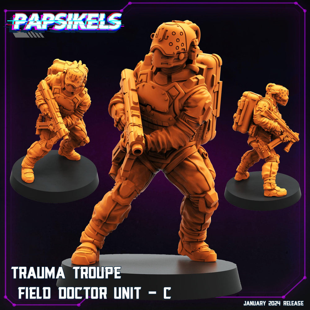 3D Printed Papsikels Trauma Troupe Field Doctor Unit Set January 2024 Cyberpunk 28mm 32mm (Online Only)