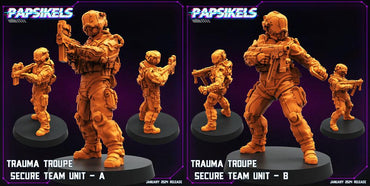 3D Printed Papsikels Trauma Troupe Secure Team Unit Set January 2024 Cyberpunk 28mm 32mm (Online Only)