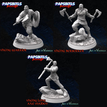 3D Printed Papsikels Viking Set 28mm 32mm (Online Only)
