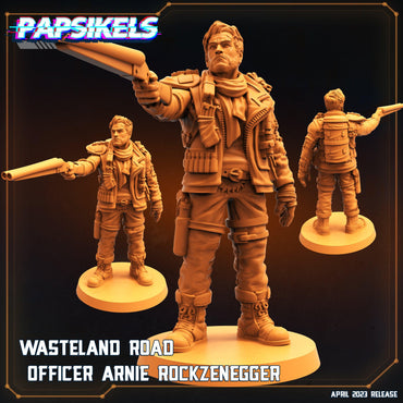 3D Printed Papsikels - Wasteland Road Officer Arnie Rockzenegger - 28mm 32mm (Online Only)