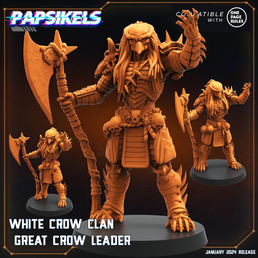 3D Printed Papsikels White Crow Clan Great Crow Leader 28mm 32mm (Online Only)