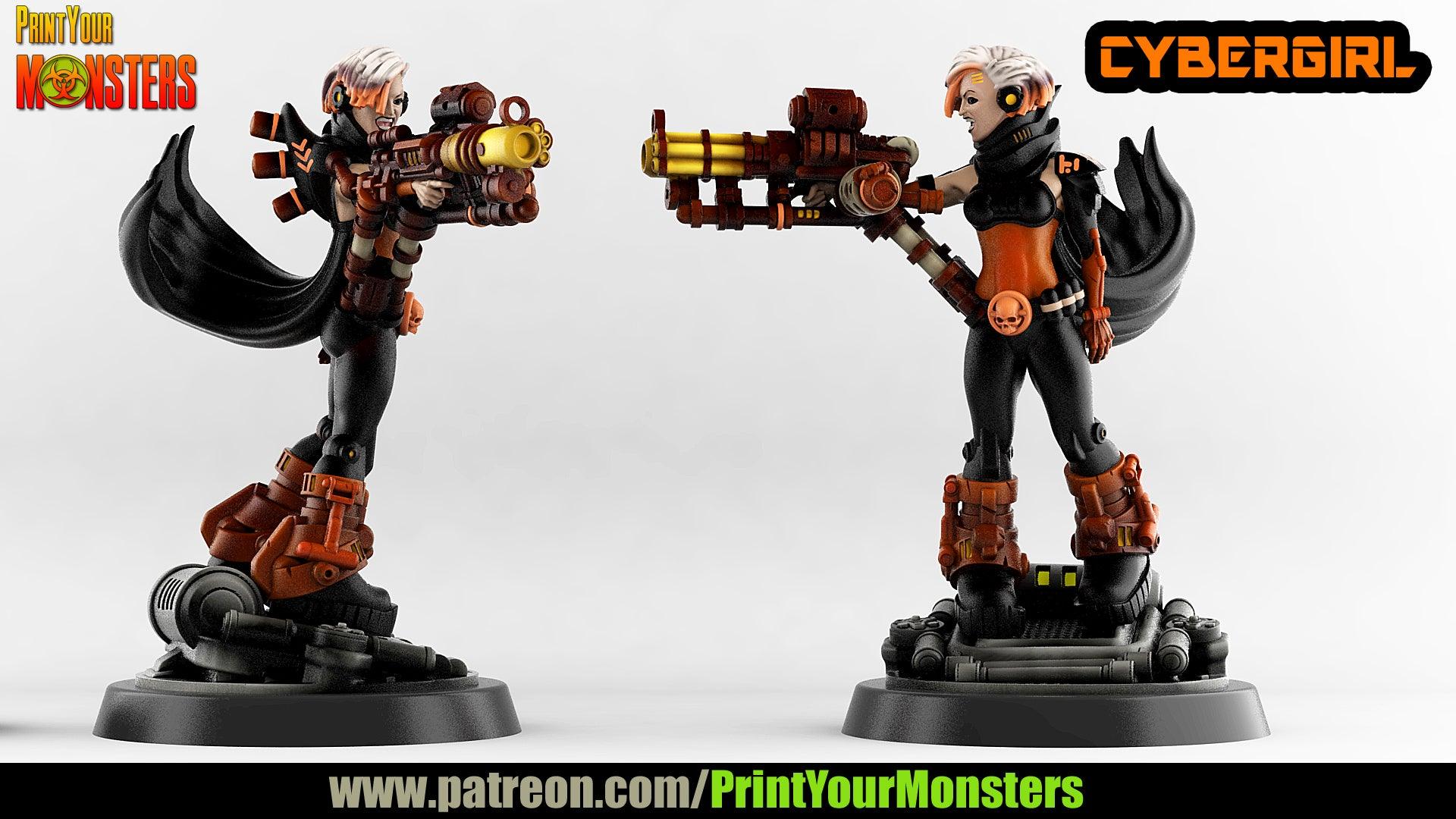 3D Printed Print your Monster Cybergirl 28 32mm D&D (Online Only)