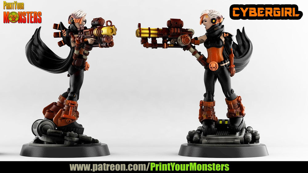 3D Printed Print your Monster Cybergirl 28 32mm D&D (Online Only)