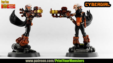 3D Printed Print your Monster Cybergirl 28 32mm D&D (Online Only)