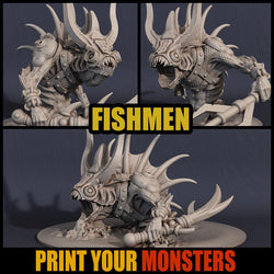 3D Printed Print your Monster Fishmen 28 32mm D&D (Online Only)