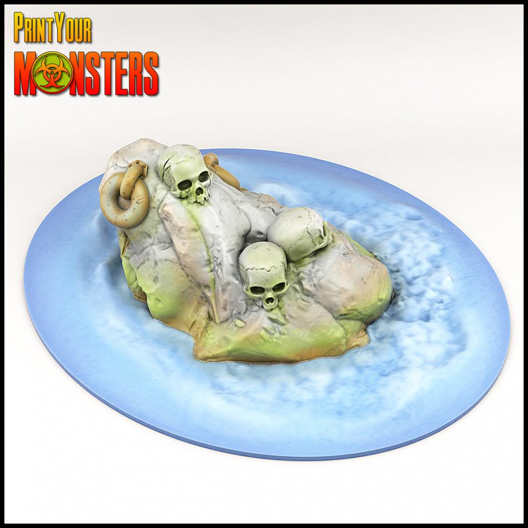 3D Printed Print your Monster Ocean Skull Rock 28 32mm D&D (Online Only)