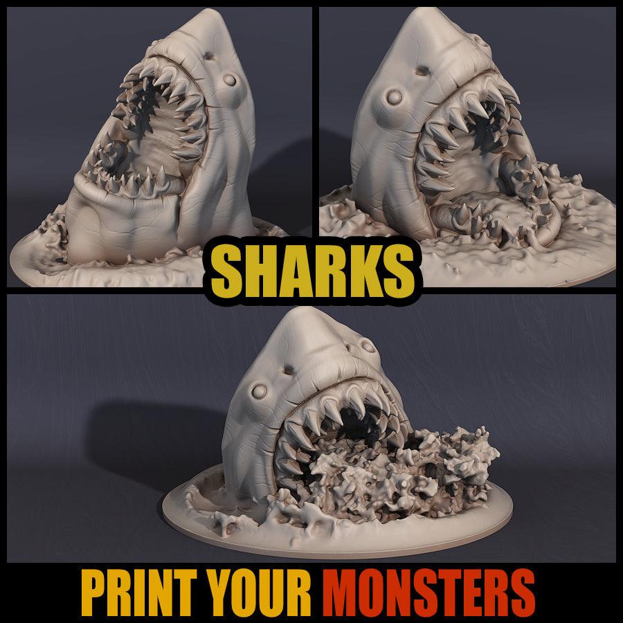3D Printed Print your Monster Shark 28 32mm D&D (Online Only)