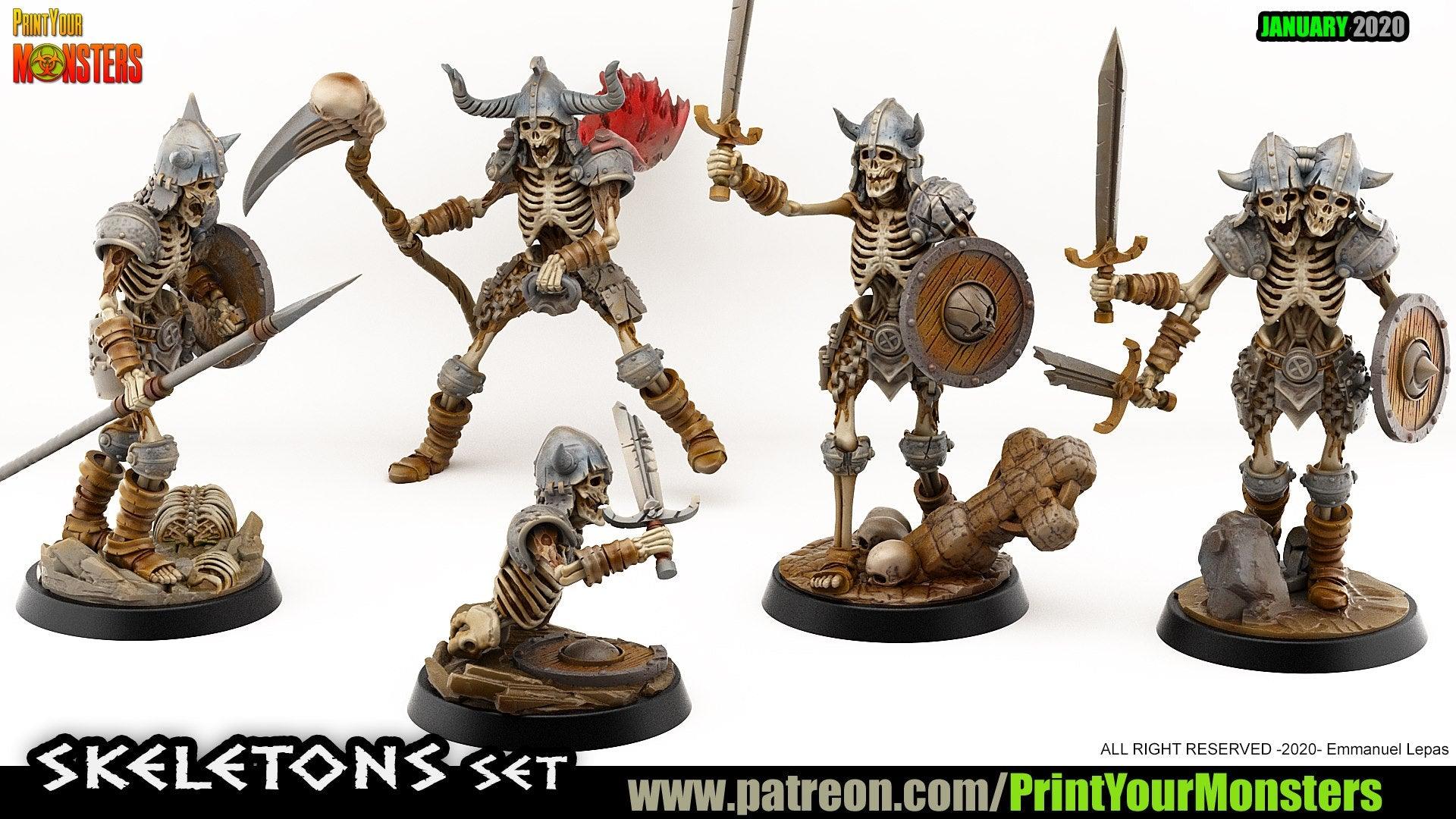 3D Printed Print your Monster Skeletons Set 28 32mm D&D (Online Only)