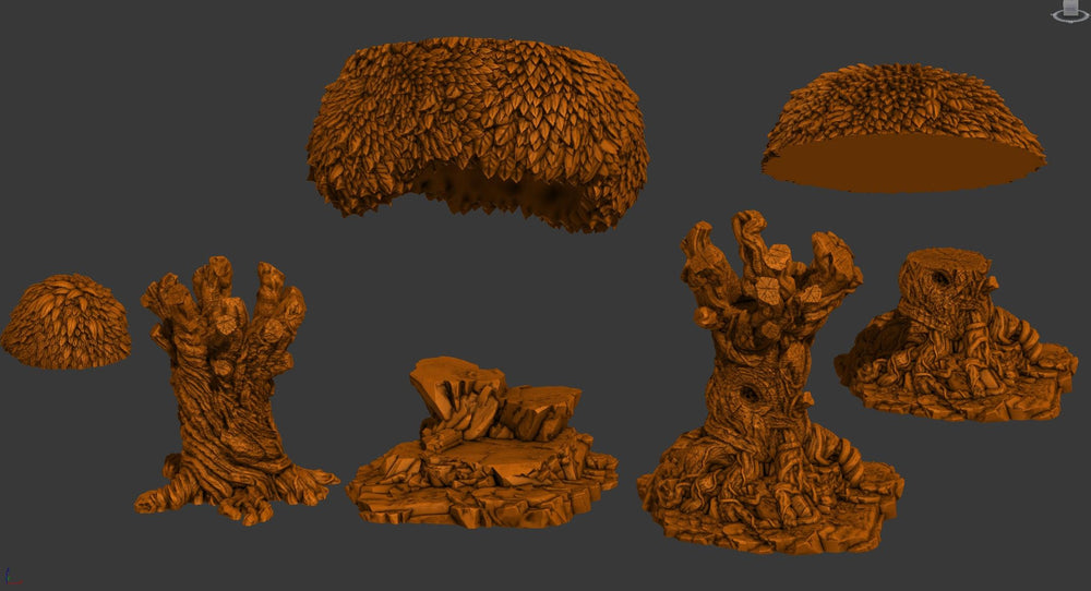 3D Printed Print your Monster Tree and Bush Set 28 32mm D&D (Online Only)