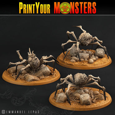 3D Printed Print Your Monsters 3 Bones Spiders Land of Bones Set 28mm - 32mm D&D Wargaming (Online Only)