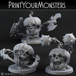 3D Printed Print Your Monsters 3 Skull Pumpkins Pumpkins Attack Pack II 28mm - 32mm D&D Wargaming (Online Only)