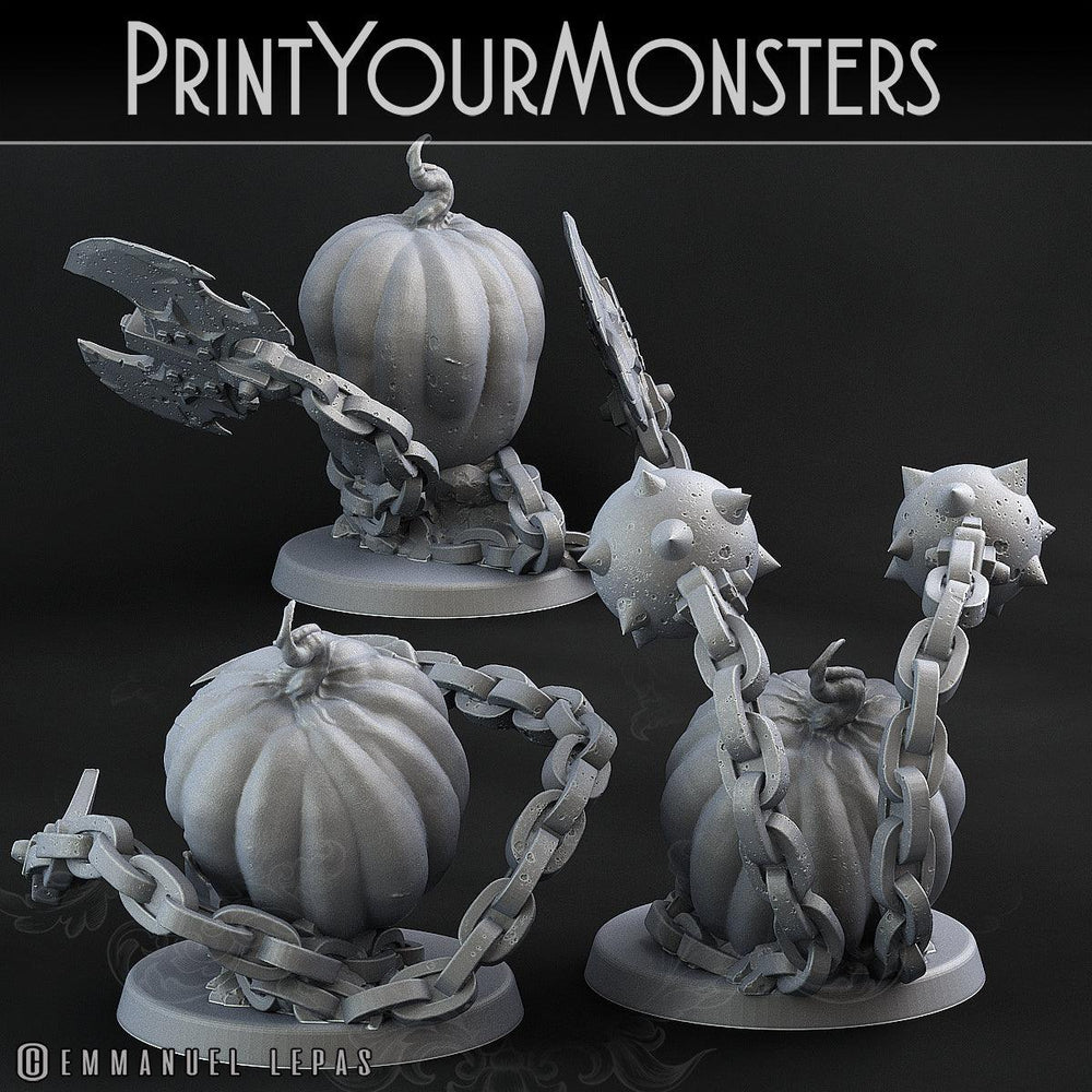 3D Printed Print Your Monsters 3 Skull Pumpkins Pumpkins Attack Pack II 28mm - 32mm D&D Wargaming (Online Only)