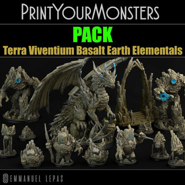 3D Printed Print Your Monsters Basalt Dragon Basalt Earth Elemental Set 28mm - 32mm D&D Wargaming (Online Only)