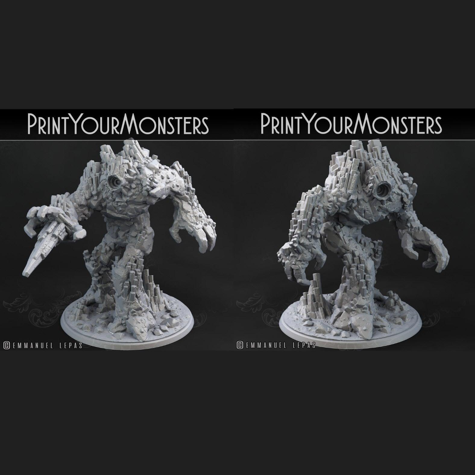 3D Printed Print Your Monsters Basalt Earth Elemental Set 28mm - 32mm D&D Wargaming (Online Only)
