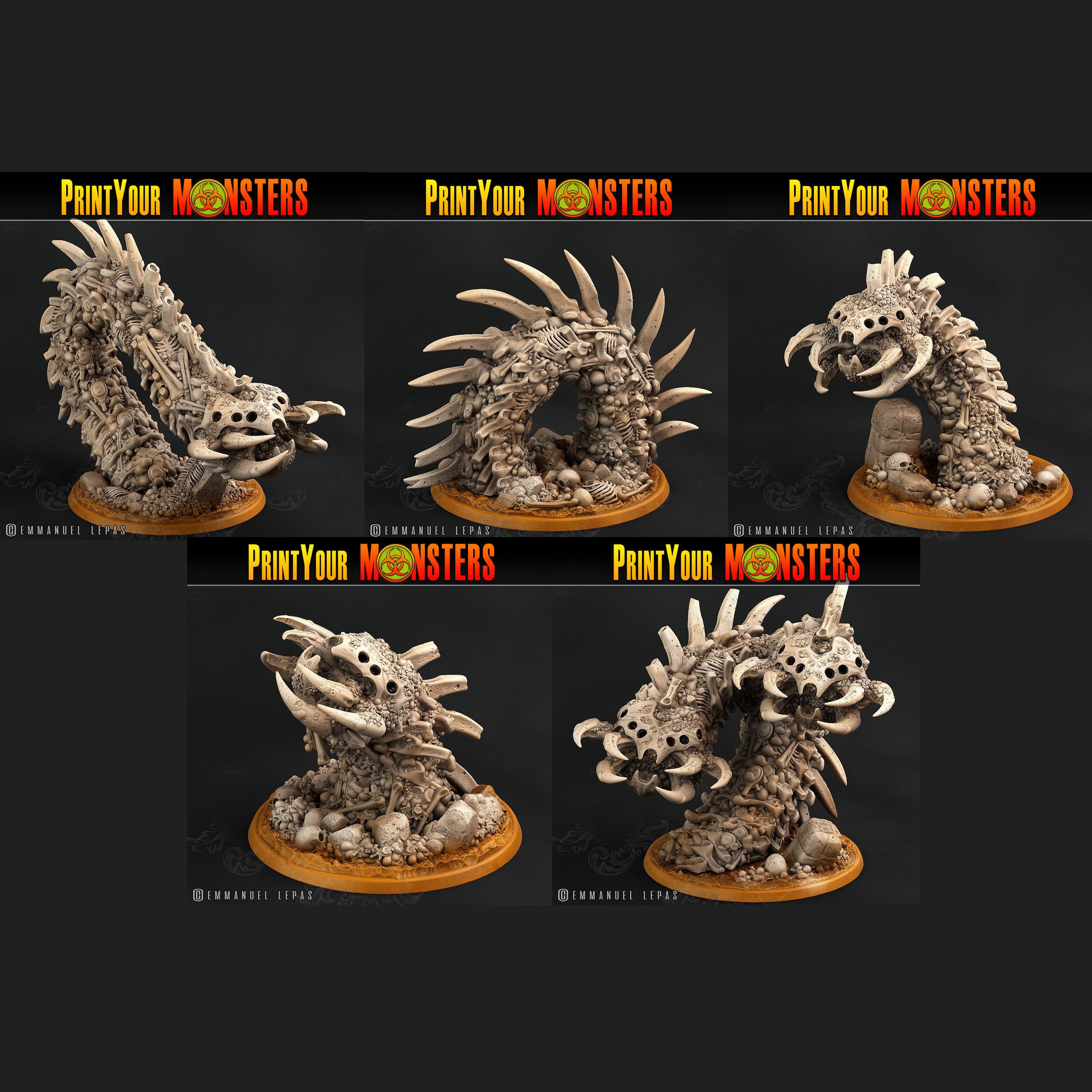3D Printed Print Your Monsters Bones Worms Land of Bones Set 28mm - 32mm D&D Wargaming (Online Only)