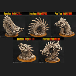 3D Printed Print Your Monsters Bones Worms Land of Bones Set 28mm - 32mm D&D Wargaming (Online Only)