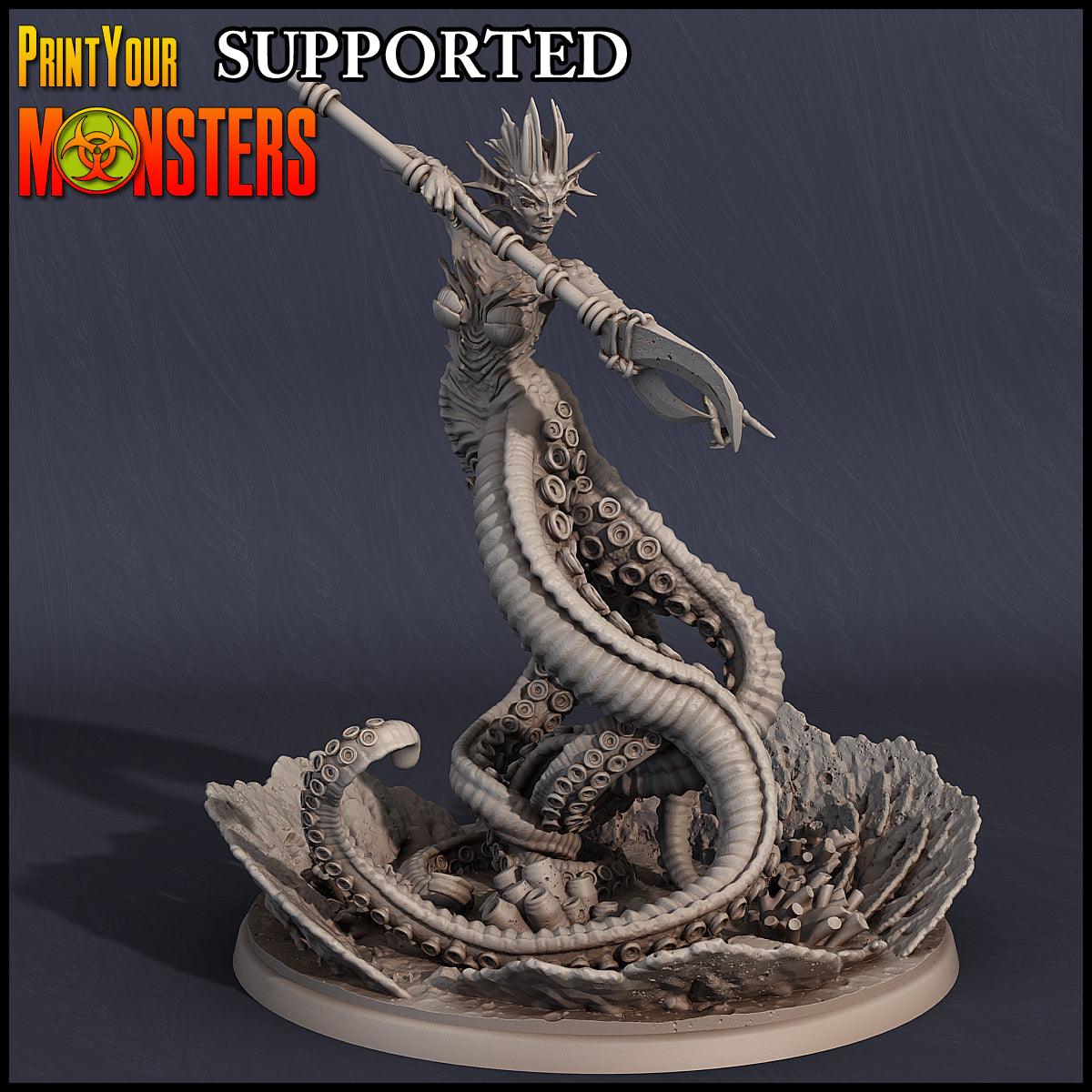 3D Printed Print Your Monsters Cecaelia Sanctum Priestess Dark Water Sanctum 28mm - 32mm D&D Wargaming (Online Only)