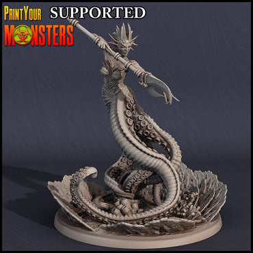 3D Printed Print Your Monsters Cecaelia Sanctum Priestess Dark Water Sanctum 28mm - 32mm D&D Wargaming (Online Only)