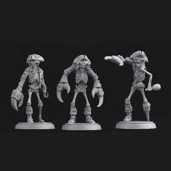 3D Printed Print Your Monsters Crab Pirate Set 28mm - 32mm D&D Wargaming (Online Only)