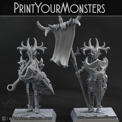 3D Printed Print Your Monsters Dark Elves Banner and Musician Set 28mm - 32mm D&D Wargaming (Online Only)