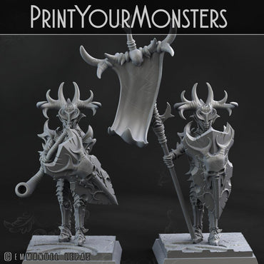 3D Printed Print Your Monsters Dark Elves Banner and Musician Set 28mm - 32mm D&D Wargaming (Online Only)