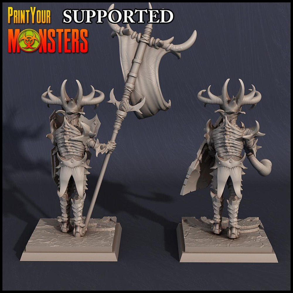 3D Printed Print Your Monsters Dark Elves Banner and Musician Set 28mm - 32mm D&D Wargaming (Online Only)
