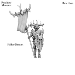 3D Printed Print Your Monsters Dark Elves Banner and Musician Set 28mm - 32mm D&D Wargaming (Online Only)