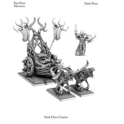 3D Printed Print Your Monsters Dark Elves Chariot and General Set 28mm - 32mm D&D Wargaming (Online Only)