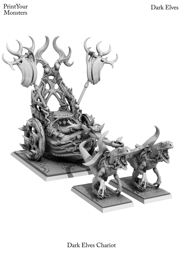 3D Printed Print Your Monsters Dark Elves Chariot and General Set 28mm - 32mm D&D Wargaming (Online Only)