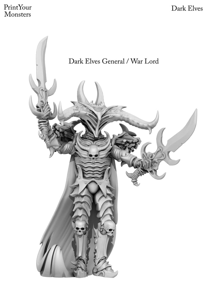 3D Printed Print Your Monsters Dark Elves Chariot and General Set 28mm - 32mm D&D Wargaming (Online Only)