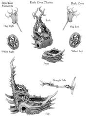 3D Printed Print Your Monsters Dark Elves Chariot and General Set 28mm - 32mm D&D Wargaming (Online Only)