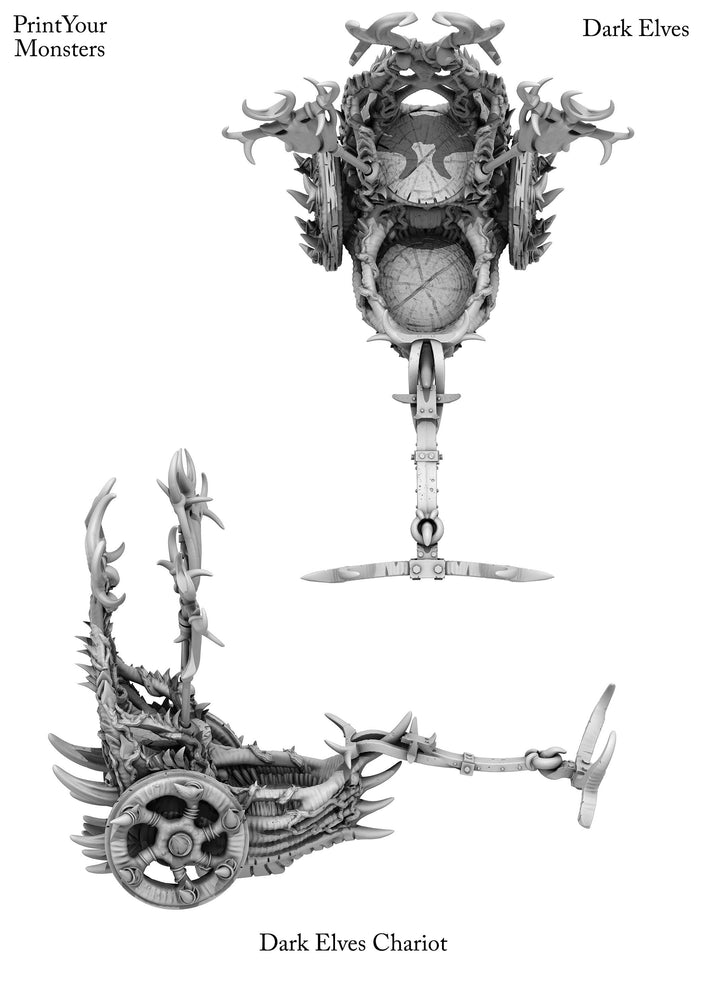 3D Printed Print Your Monsters Dark Elves Chariot and General Set 28mm - 32mm D&D Wargaming (Online Only)