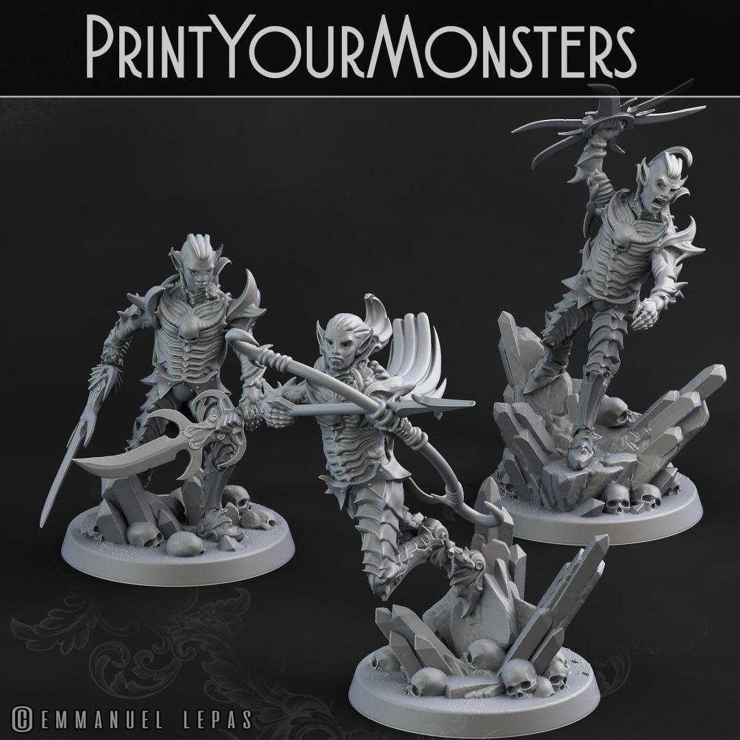 3D Printed Print Your Monsters Dark Elves Heroes Set 28mm - 32mm D&D Wargaming (Online Only)