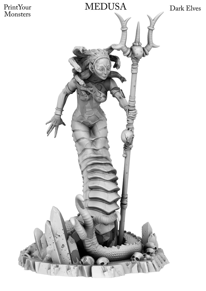 3D Printed Print Your Monsters Dark Elves Medusa 28mm - 32mm D&D Wargaming (Online Only)