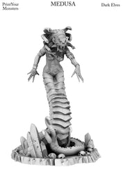 3D Printed Print Your Monsters Dark Elves Medusa 28mm - 32mm D&D Wargaming (Online Only)