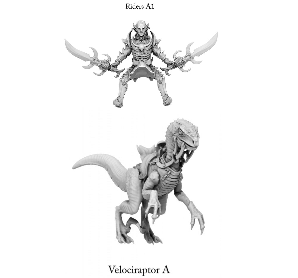 3D Printed Print Your Monsters Dark Elves Rider Set A 28mm - 32mm D&D Wargaming (Online Only)