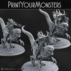 3D Printed Print Your Monsters Dark Elves Rider Set B 28mm - 32mm D&D Wargaming (Online Only)