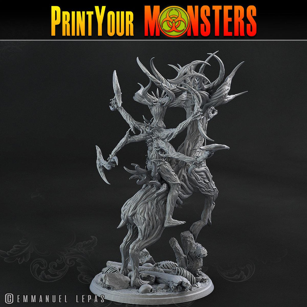 3D Printed Print Your Monsters Dark Tree Man Champion The Shadowcreep Wood Set 28mm - 32mm D&D Wargaming (Online Only)